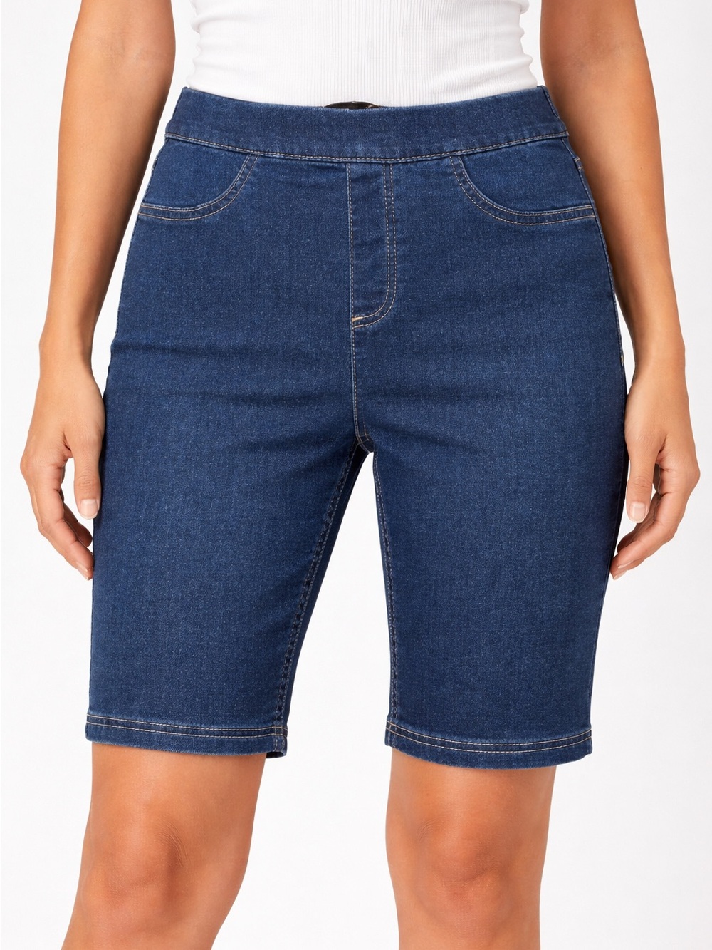 Erika Dark Blue Stretch Denim Bermuda Shorts